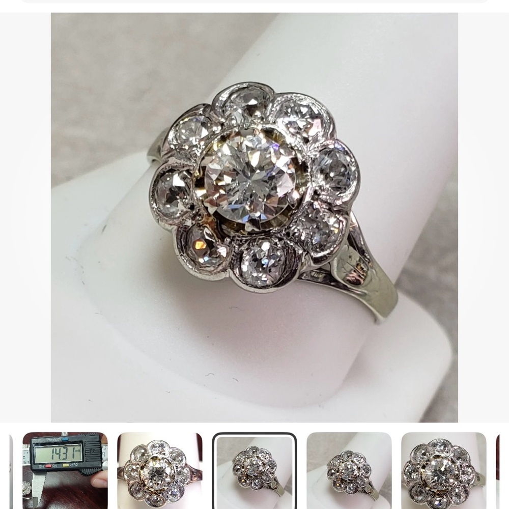 ALL NATURAL DIAMONDS! Vintage Diamond Ring PLUS Diamond Accent Band. - Picture 8 of 10